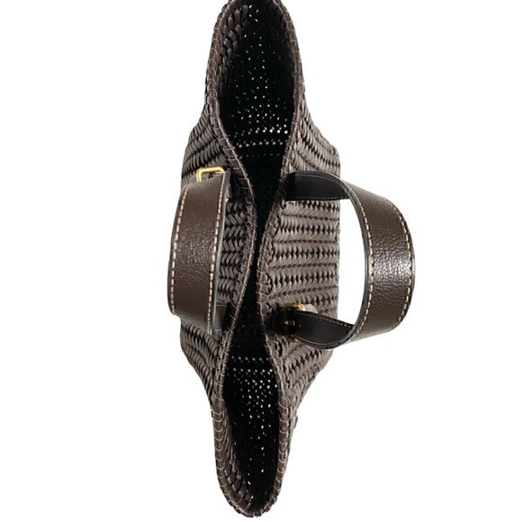 Anya Hindmarch Neeson Small Square Tote Handbag Bag brown capra leather woven - Picture 9 of 14